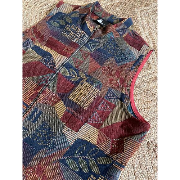 Vtg. 90s First Option Sleeveless Tapestry Vest SZ L - Picture 2 of 6